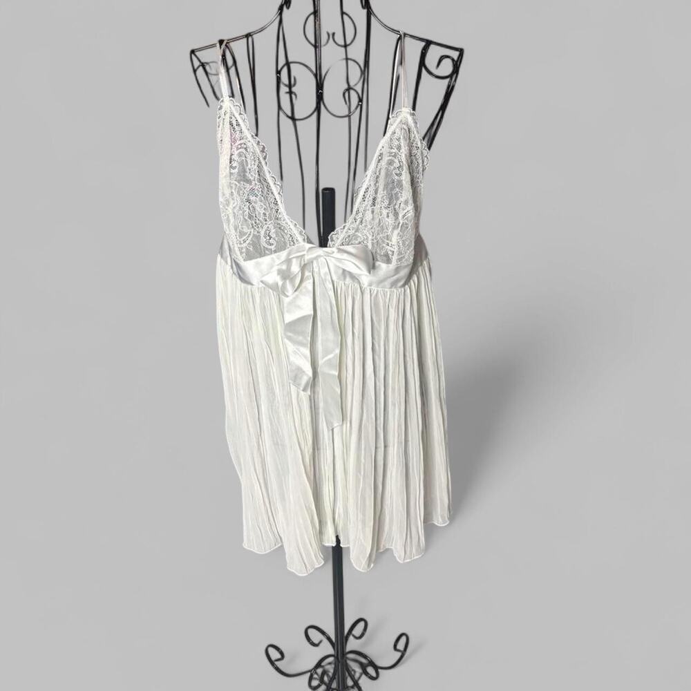 Victoria's Secret White Pleated Lace Babydoll Chemise Lingerie XL